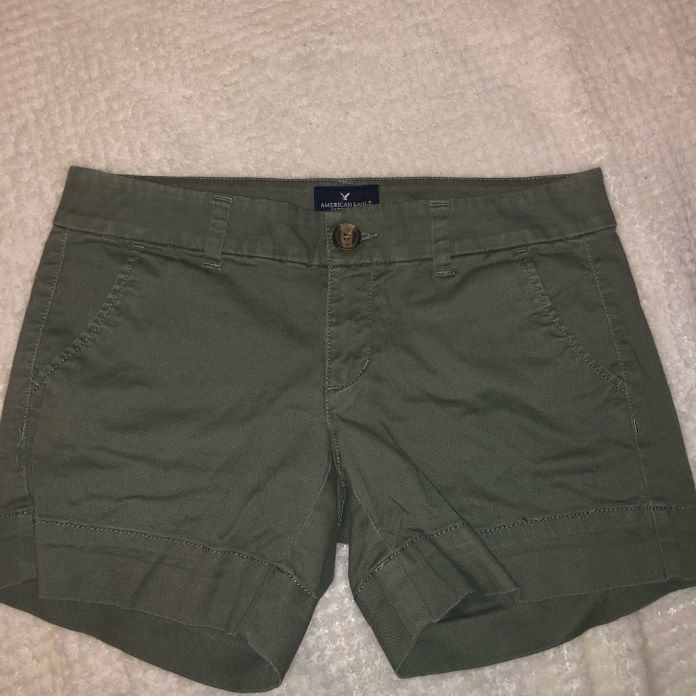 Olive Green Midi Shorts